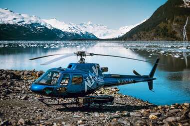 helicopter on scenic alaskan landscape