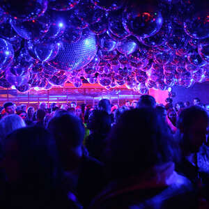 party under disco balls at Sunset at EDITION in west hollywood